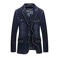 Men Multi Pocket Denim Jacket Spring Blazer Suits Jacket Business Cowboy Suits Jeans Coat