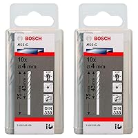 Bosch Professional 10 x HSS-G Metal Drill Bits (for Metal, Diameter 4 mm, Robust Line, Drill Accessories) (Pack of 2)