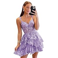 Off Shoulder Sequin Homecoming Dresses 2024 Tiered Lace Short Prom Dress for Teens Sparkly Cocktail Party Gown