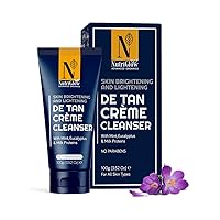 Advance Organics De Tan Cream Cleanser For Skin Brightening With Mint, Eucalyptus Oil, Jojoba and Yogurt Extracts, 100gm