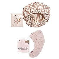 Kitsch Flexi Satin-Lined Shower Cap and Microfiber Hair Towel (Blush) Bundle with Discount