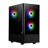 Gamdias RGB Gaming ATX Mid Tower Computer PC Case with Side Tempered Glass Panel and a Magnetic Dust Filter & 3 Built-in 120mm ARGB Fans