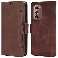 for Samsung Galaxy Z Fold 2 5G Case, Magnetic Full Body Protection Shockproof Flip Leather Wallet Case Cover with Card Holder for Samsung Galaxy Z Fold 2 5G Phone Case (Brown)