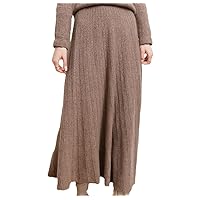 Autumn Winter 100% Cashmere Women's High Waist Pleated Skirt A Word Knit Bottomed Dress