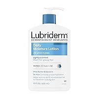 Lubriderm Daily Moisture Lotion + Pro-Ceramide with Shea Butter & Glycerin Helps Moisturize Dry Skin, Hydrating Face, Hand & Body Lotion is Lightly Scented & Non-Greasy, 16 fl. oz