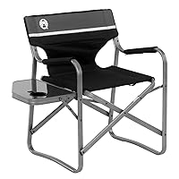 Coleman Portable Camping Chair with Side Table & Cup Holder, Lightweight Folding Deck Chair with Padded Armrests & Cushioned Back, Great for Camping, Tailgating, Patio, Sports, & More