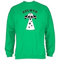 Old Glory Christmas Believe Santa UFO Irish Green Adult Sweatshirt - X-Large