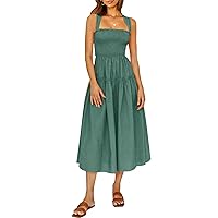 PRETTYGARDEN Women's 2024 Summer Maxi Dress Halter Neck Backless Ruffle Smocked Casual Long Flowy Boho Dresses