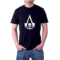 Mens Assassin's Creed 4 Black Flag Pirate Skull Logo T-Shirt