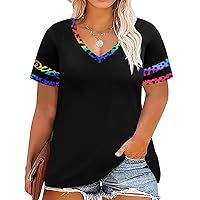 RITERA Plus Size Tops For Women Short Sleeve T Shirt Casual Summer V Neck Tunics Tees XL-5XL