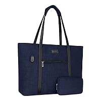 MOSISO USB Port Laptop Tote Bag for Women,Compatible with MacBook, 17-17.3 inch Notebook and Chromebook, Work Travel Business Computer Bag with Small Purse, Navy Blue