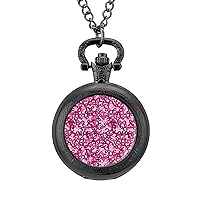 Pink Ribbon Breast Cancer Awareness Classic Quartz Pocket Watch with Chain Arabic Numerals Scale Watch