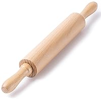 Rolling Pins for Baking, 15.75 Inches Wooden Rolling Pin with Handles, Classic Nonstick Dough Roller for Fondant Pizza Pie Crust Cookie Pastry, Kitchen Baking Essentials, Light Yellow