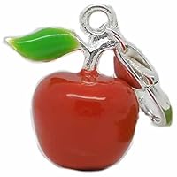 Clip on Red Apple Charm for European Jewelry w/Lobster Clasp