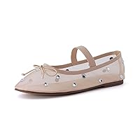 CUSHIONAIRE Women's Elegant Rhinestone mesh Bow Flat with +Memory Foam and Wide Widths Available