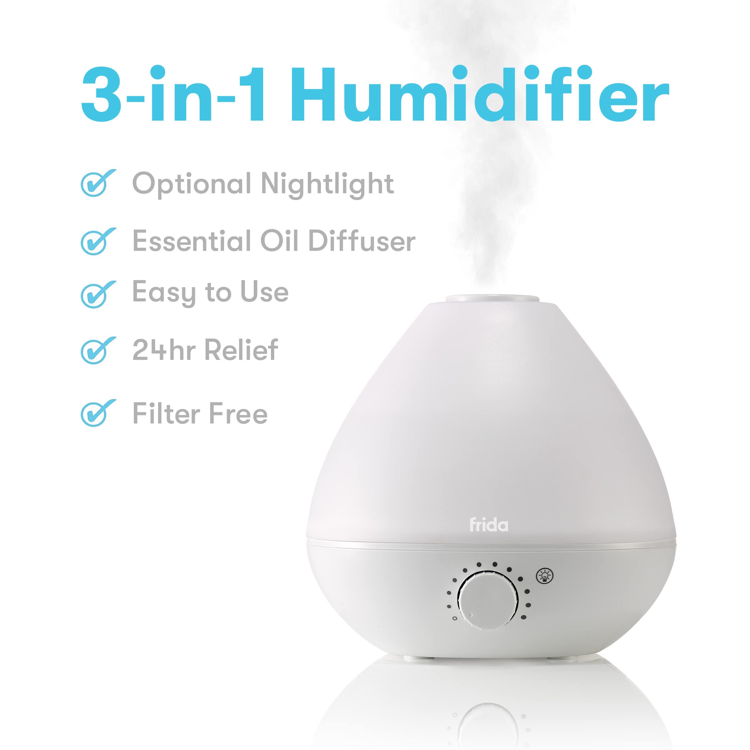 Frida Baby 3-in-1 Humidifier with Diffuser and Nightlight, White