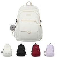 Large Capacity Backpack Fashion Cute Aesthetic Nylon Backpack Accessories (white)