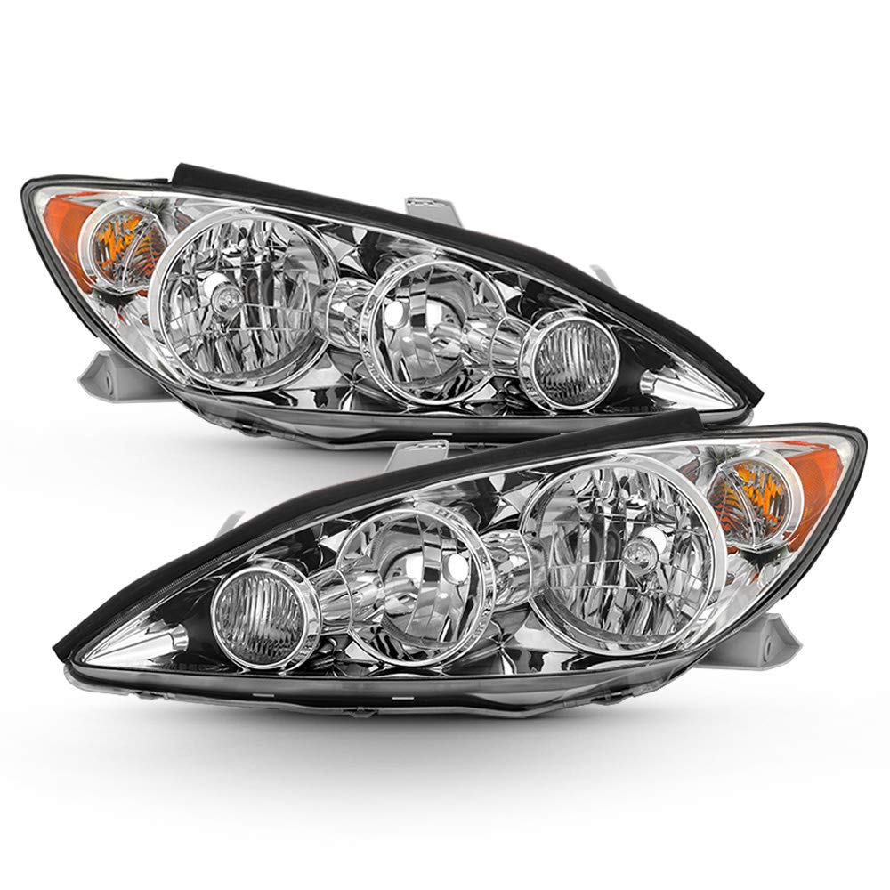 ACANII - For 2005-2006 Toyota Camry LE XLE SE Chrome Headlights Headlamps New Pair Replacement Driver + Passenger Side