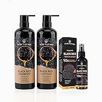 Rice Water for Hair Growth Treatment Set and Repair System - Rice Water Vegan Non-Greasy Serum with Castor Oil Ginger, Shampoo, Conditioner, Complete System for Healthy, Strong Hair