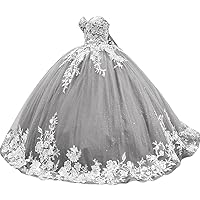 XYAYE Women's Sparkly Quinceanera Dresses Ball Gowns 3D Flowers Strapless Dresses Sweetheart Tulle Sweet 15 16 Dresses XY094