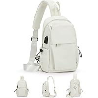 SEAFEW Tactical Backpacks Small Sling Bag Crossbody Backpack Shoulder Bag for Men Women, Multipurpose Anti-Theft Cross Body Chest Bags, One Strap Backpack for Walking Biking Travel Cycling Off White
