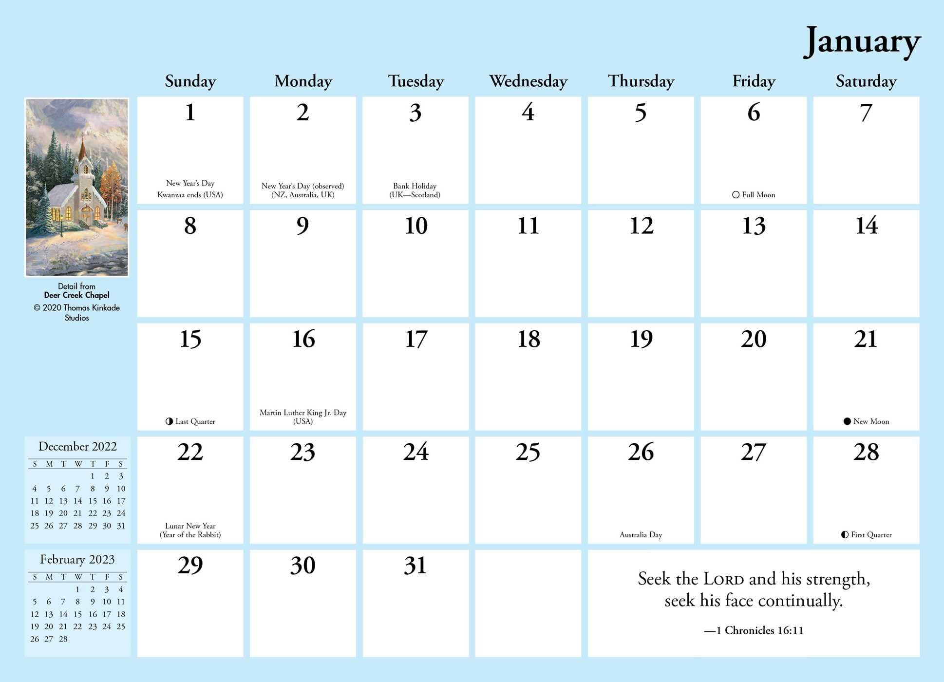 Thomas Kinkade Studios 12-Month 2023 Monthly Pocket Planner Calendar with Script