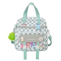 Kawaii Japanese Messenger Bag Cute School Bags Multifunction Laptop Backpack,Shoulder Bag Backpacks Plaid Travel Totes