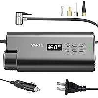 YANTU Portable Air Compressor Tire Inflator Wired Car Air Pump, AC/Dc 12V Tire Pump with Digital Display for Car, Bicycle, Balls & Other Inflatables