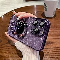 Spevert for iPhone 15 Pro Case Luxury Glitter Case with Cute Astronauts Stand [Military Drop Protection] Full Camera Lens Proteciton for Women Men Girls Shockproof Anti-Scratch case 6.1'' (Purple)