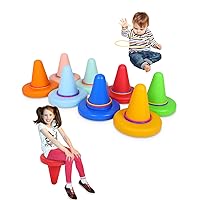 8 Pack with 16 Ring Children's Toy One- Horned Chair, Play Loop Game, Cultivate Children's Concentration, Muscle Joint Kinesthetic, Balance Force (9.45