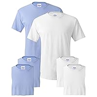Hanes mens 5.2 oz. ComfortSoft Cotton T-Shirt (5280) LIGHT BLUE/WHITE-3PK
