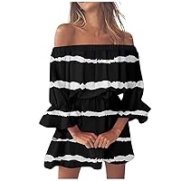 Blue Dresses for Women 2024,Summer A Dresses for Women Beach Sexy Off Shoulder Tunic Sundresses Casual Loose F