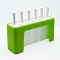 Tovolo Wavy Pop Molds Popsicle Making Tray with Six Sticks for Mess-Free Frozen Treats, Set of 6, Spring Green