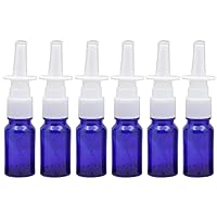 6pcs Empty Refillable Glass Nasal Spray Bottle Fine Mist Sprayers Container(10mL/0.34oz /Blue)