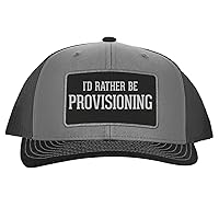 I'd Rather Be Provisioning - Leather Black Patch Engraved Trucker Hat