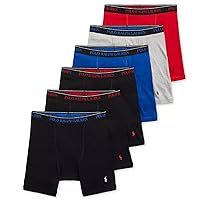 Polo Ralph Lauren Classic Fit Men’s Boxer Briefs – Pack of 6 – 100% Cotton – Sewn Fly Outlet – Elastic Waist