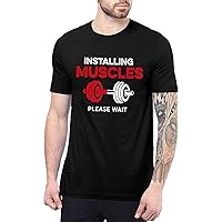 Decrum Black Funny Workout Graphic Shirts for Men [40007014-AQ] | Installing Muscle, L