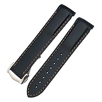 19mm Curved Rubber Watchband Fit for Omega Speedmaster Moonwatch Seamaster 300 AT150 Strap (Color : Orange, Size : Silver Buckle)