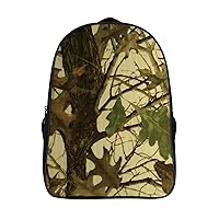Leaves Camo Hunting Laptop Backpack with Multi-Pockets Waterproof Carry On Backpack for Work Shopping Unisex 16 Inch