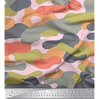 Soimoi Rayon Fabric Two Tone with Grey Camouflage Print Fabric by The Yard 56 Inch Wide