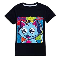Girls Crewneck Novelty Tees Blouses Gravy-Cat-Man Graphic T-Shirts Casual Cute Summer Tops for Kids(2-16Y)