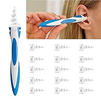Ear Wax Removal, Q-Grips Spiral Ear Pick Safe and Flexible Ear Wax Removal Tool with 16 Soft Replacement Tips - Reusable Ear Cleaner Tool Q Grips Earwax Remover Kit for Adults and Kids