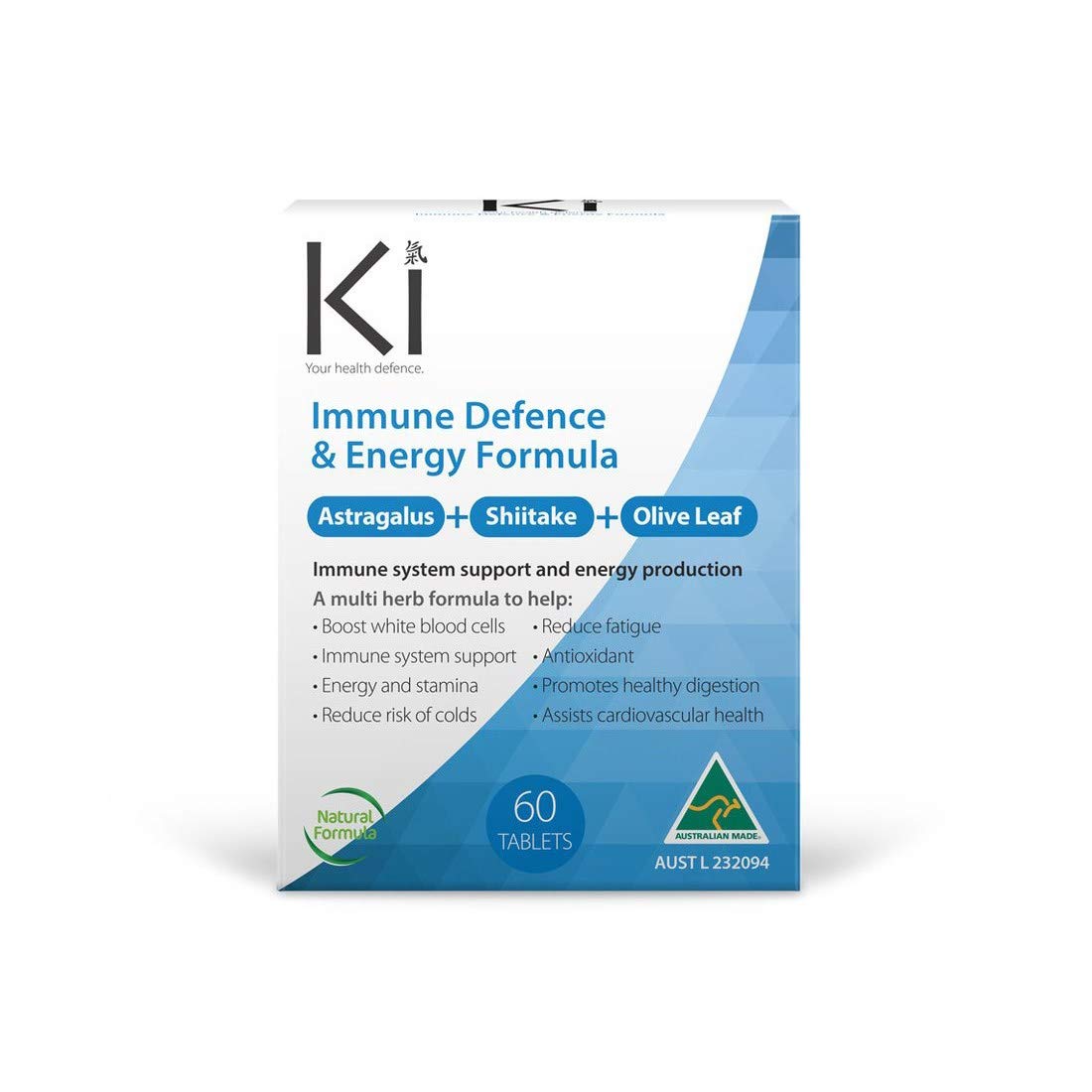 Ki Immune Defence & Energy Formula, Immune System Support, Energy & Stamina Supplement, Antioxidant, 60 Tablets
