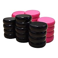 26 Crokinole Discs with a Pouch – Full Set (Pink and Black, Small Discs - 1 1/8 Inch Diameter (2.9cm))