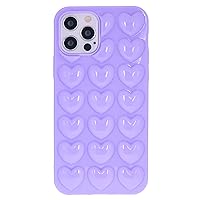 iPhone 12 Pro/iPhone 12 Case for Women, 3D Pop Bubble Heart Kawaii Gel Cover, Cute Girly for iPhone12 Pro/iPhone12 6.1 inch - Lavender