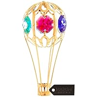 Matashi Ornament, Hot Air Balloon 1, Gold with Colored Crystals