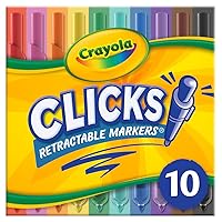 Clicks Retractable Tip Markers (10ct), Washable Art Marker Set, Coloring Markers for Kids, Gift for Girls & Boys, 3+