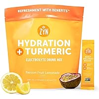 ZYN Electrolytes Powder Hydration Packets with Vitamins, Zinc & Turmeric Curcumin for Gut Health, Immune Support, Low Sugar Electrolyte Drink Mix Packets with Piperine, Passion Fruit Lemonade, 16 Pack