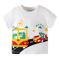 4t Full Sleeve Boys Girls Summer Cartoon Cars Short Sleeve Crewneck T Shirts Tops Tee Clothes for Basketball Undershirt
