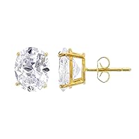 DECADENCE Sterling Silver Polished 5mm AAA Cubic Zirconia Stud Earrings for Women and Girls | Square Princess Solitaire Round Basket Trillion Heart Cut Pear Oval Star Bezel Circle Cut | Gold Plated